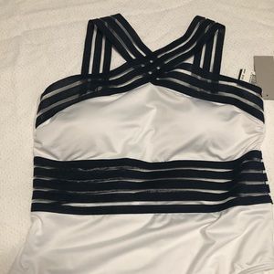 Kenneth Cole White + Navy One Piece Swimsuit NWT